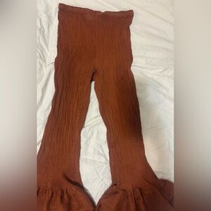 Issey Miyake Brown Flared Pants with Ruffled Hem